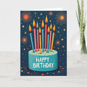 Night Fireworks Birthday Card