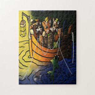 Night Fishing Cats Jigsaw Puzzle