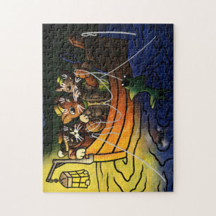 Night Fishing Cats Jigsaw Puzzle