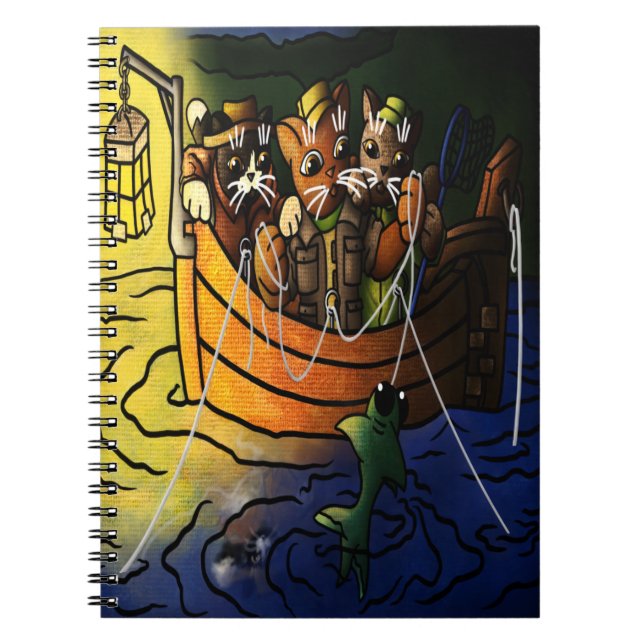 Night Fishing Cats Notebook (Front)