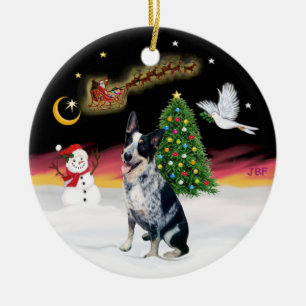 Night Flight - Australian Cattle Dog Ceramic Tree Decoration