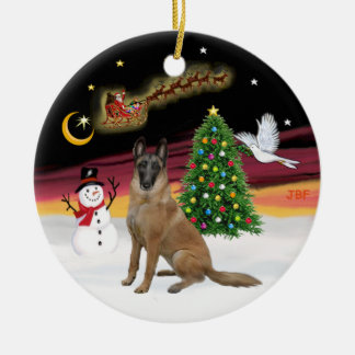 Night Flight - Belgian Malinois Ceramic Tree Decoration
