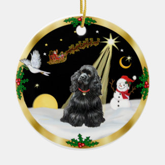Night Flight- Black Cocker Spaniel Ceramic Tree Decoration