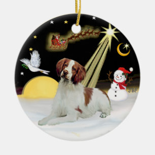 Night Flight-  Brittany Spaniel Ceramic Tree Decoration