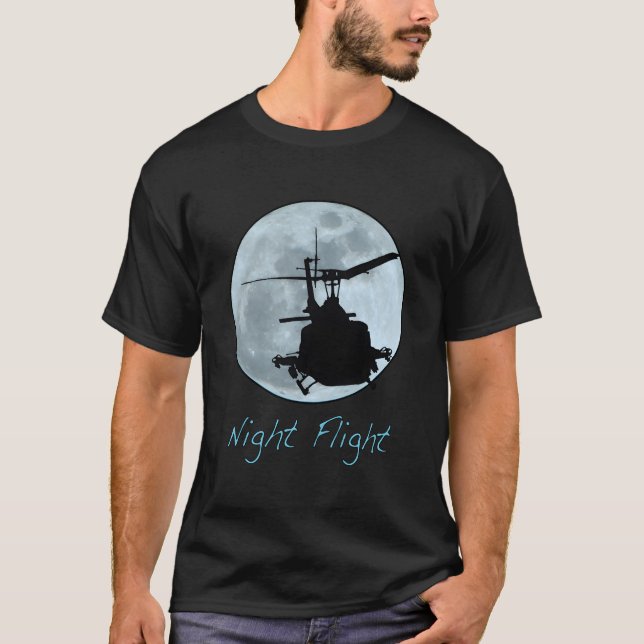 Night Flight Huey Uh-1 Iroquois T-Shirt (Front)