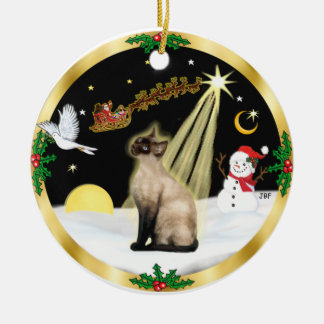 Night Flight - Seal Point Siamese cat Ceramic Tree Decoration