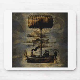 Night Flight Steampunk Flying Machine Mouse Mat