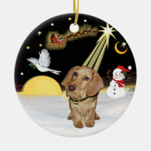 Night Flight - Wire Haired Dachshund Ceramic Tree Decoration