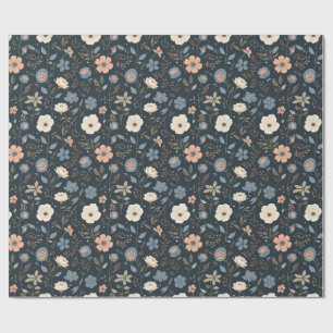 Night Floral Dark Botanical Aesthetic Wrapping Paper