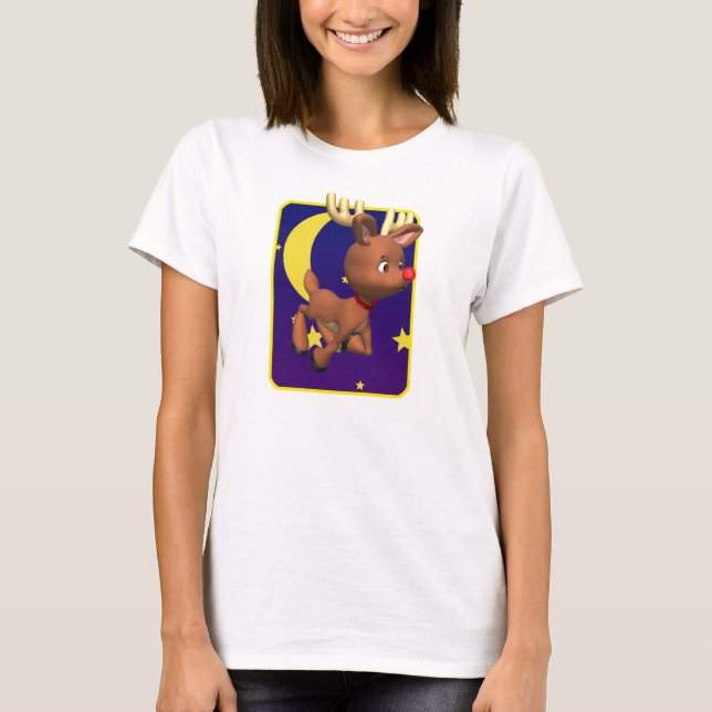 Night Flying Reindeer T-Shirt (Front)