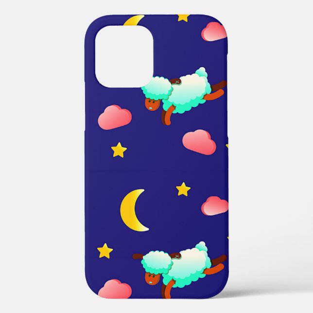 Night Flying Sheep with Moon, Stars and Clouds Case-Mate iPhone Case (Back)