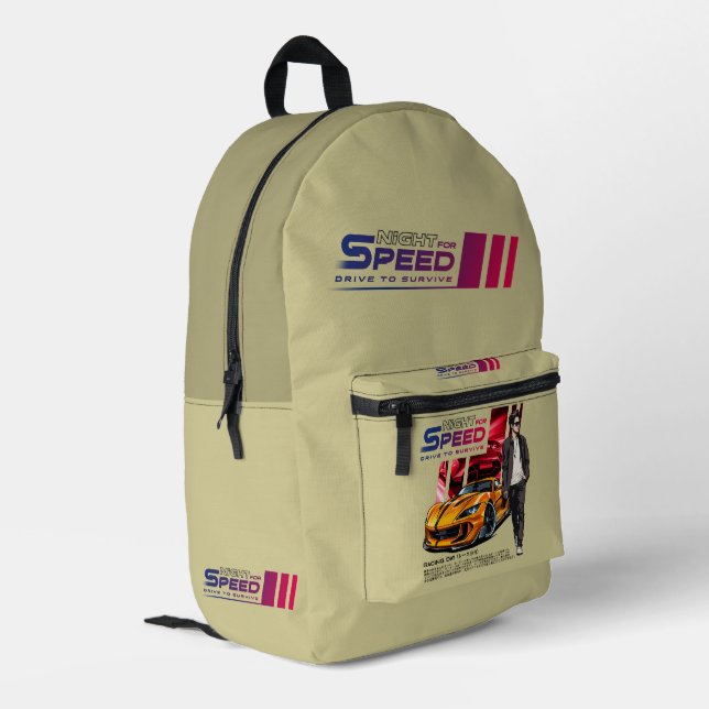 Night for Speed |  Printed Backpack (Back Corner Left)