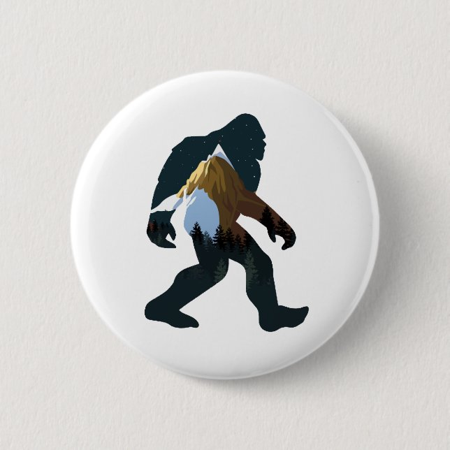Night Forest Bigfoot 6 Cm Round Badge (Front)