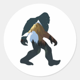 Night Forest Bigfoot Classic Round Sticker