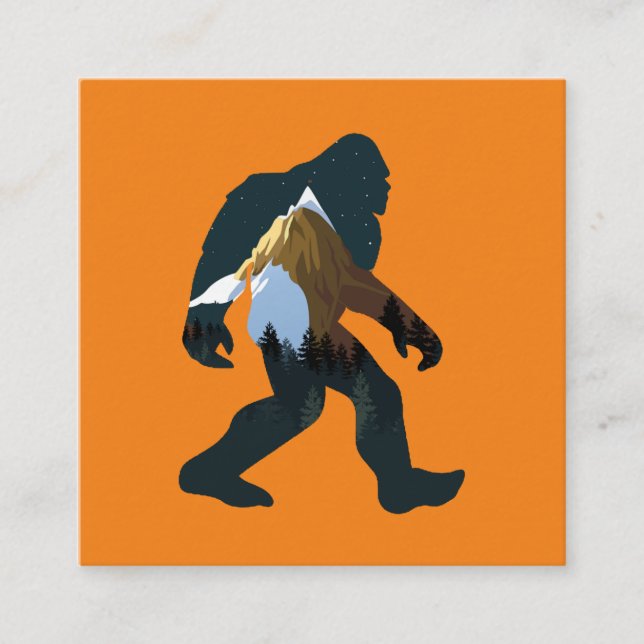 Night Forest Bigfoot Square Business Card (Front)