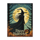 Night Forest Halloween Witch Full Moon