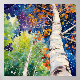 Night Forest Landscape Home Decor Poster