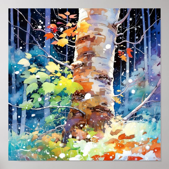 Night Forest Landscape Home Decor Poster (Front)