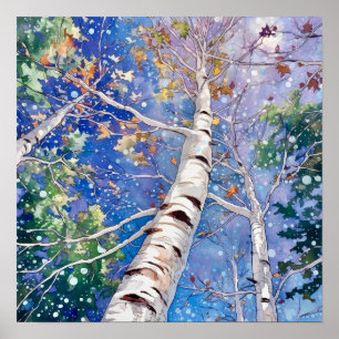 Night Forest Landscape Home Decor Poster