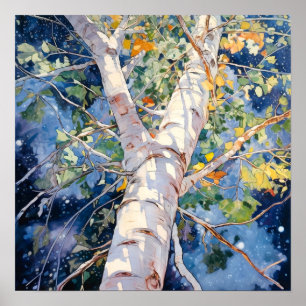 Night Forest Landscape Home Decor Poster