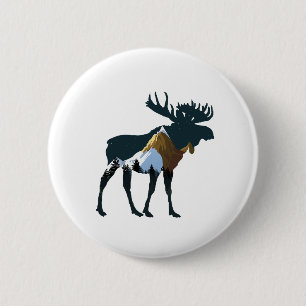 Night Forest Moose     6 Cm Round Badge