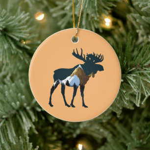 Night Forest Moose      Ceramic Tree Decoration