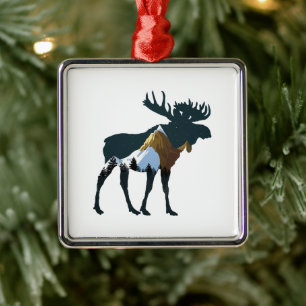 Night Forest Moose      Metal Tree Decoration