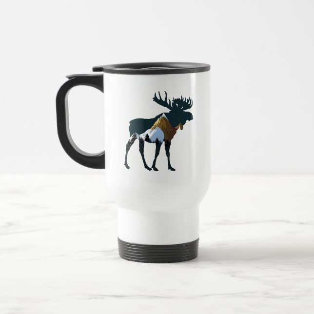 Night Forest Moose       Travel Mug (Left)