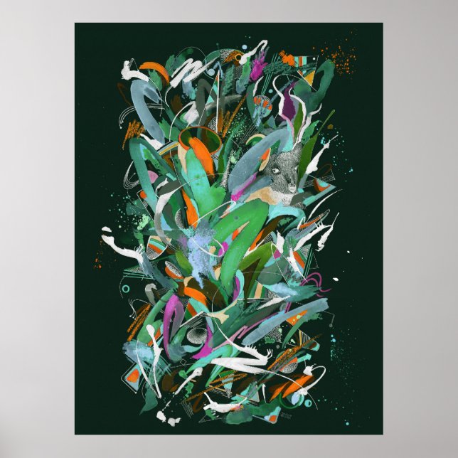 Night forest painting poster (Front)