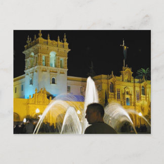 Night Fountains Water Balboa Park Prado Postcard
