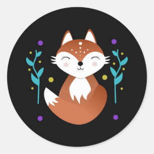 Night fox meditating at night classic round sticker