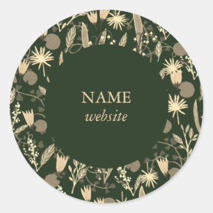 Night Garden Botanical Floral Plants Modern Chic  Classic Round Sticker
