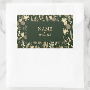 Night Garden Botanical Floral Plants Modern Chic  Rectangular Sticker