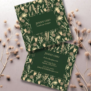 Night Garden Botanical Floral Plants Modern Chic Square Business Card