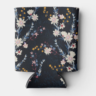 Night Garden Floral Navy Pattern Can Cooler