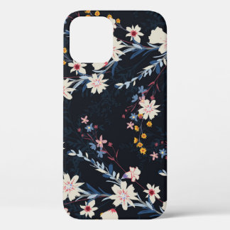 Night Garden Floral Navy Pattern iPhone 12 Case