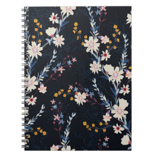 Night Garden Floral Navy Pattern Notebook