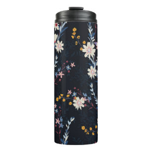 Night Garden Floral Navy Pattern Thermal Tumbler