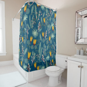 Night Garden Plants & Flowers Pattern Shower Curtain