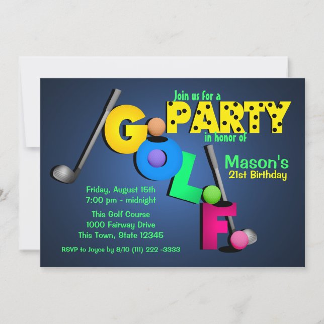 Night Glow Golf Party Invitation (Front)