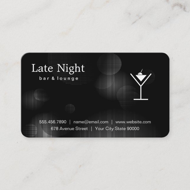 Night Glow Martini Logo Business Card (Front)