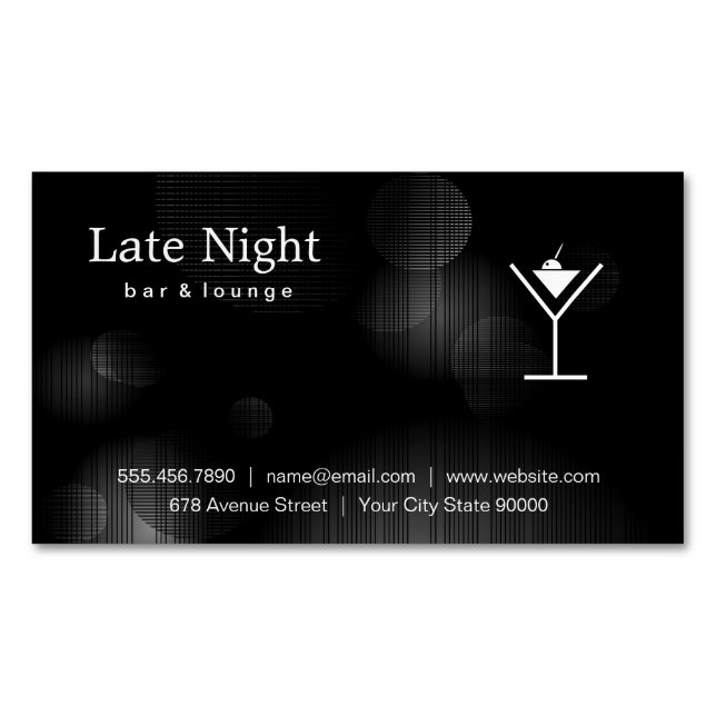 Night Glow Martini Logo Magnetic Business Card (Front)