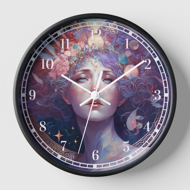 Night Goddess Queen Fantasy Art Clock (Front)
