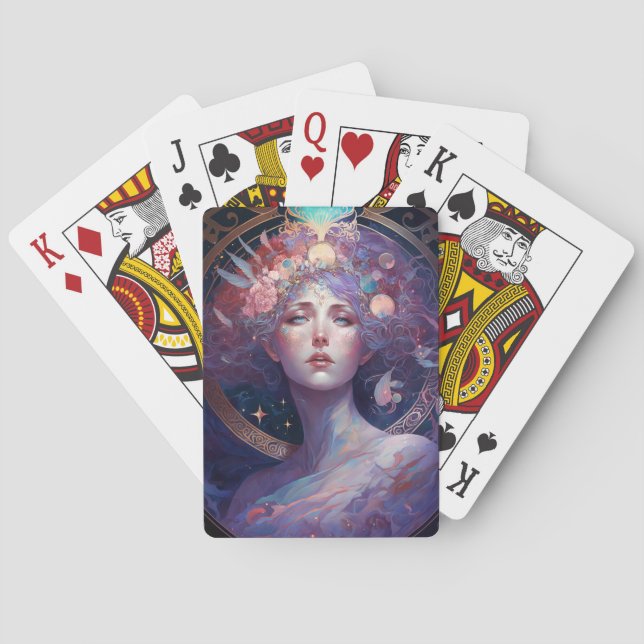 Night Goddess Queen Fantasy Art Playing Cards (Back)