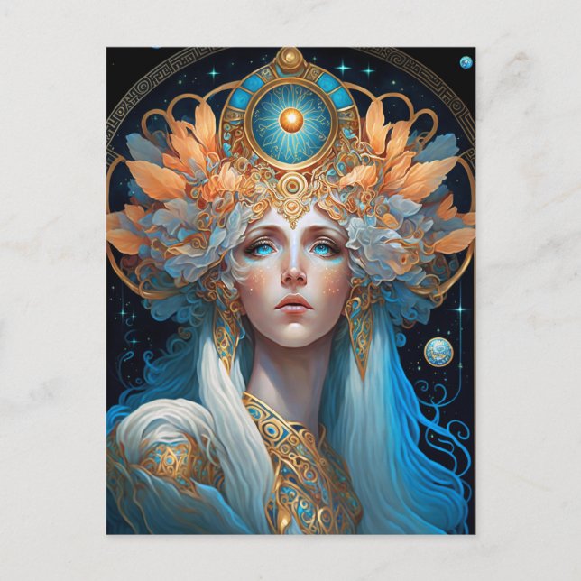 Night Goddess Queen Fantasy Art Postcard (Front)