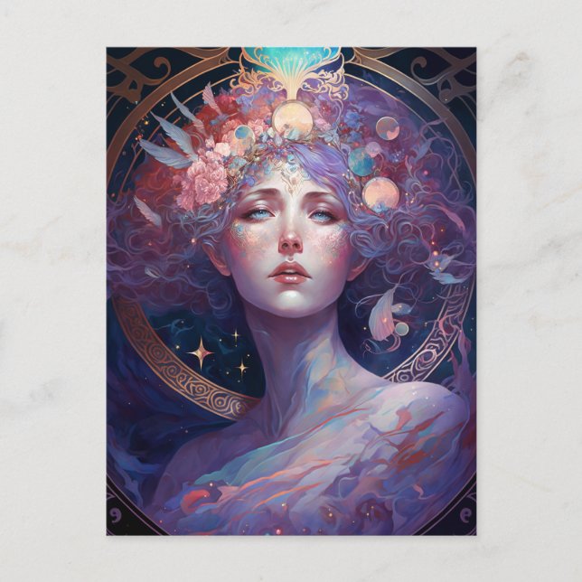 Night Goddess Queen Fantasy Art Postcard (Front)
