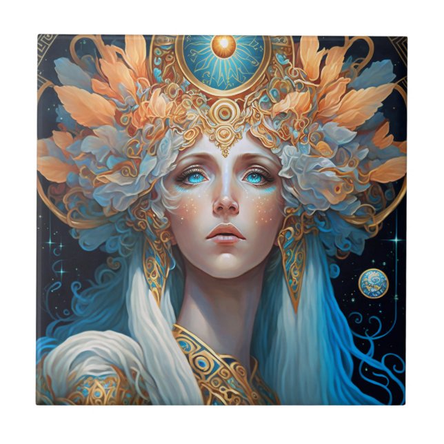 Night Goddess Queen Fantasy Art Tile (Front)