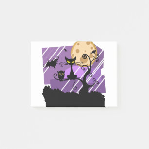Night Halloween Moon Cat Tree Outside Owl Bat Post-it Notes