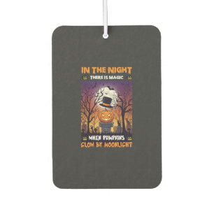Night Halloween Pumpkin Top Hat Moon Graveyard Car Air Freshener