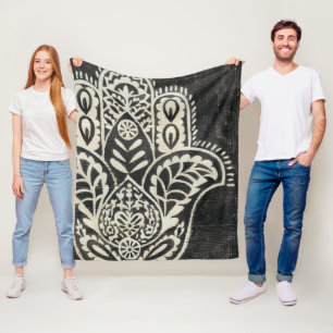Night Hamsa Fleece Blanket